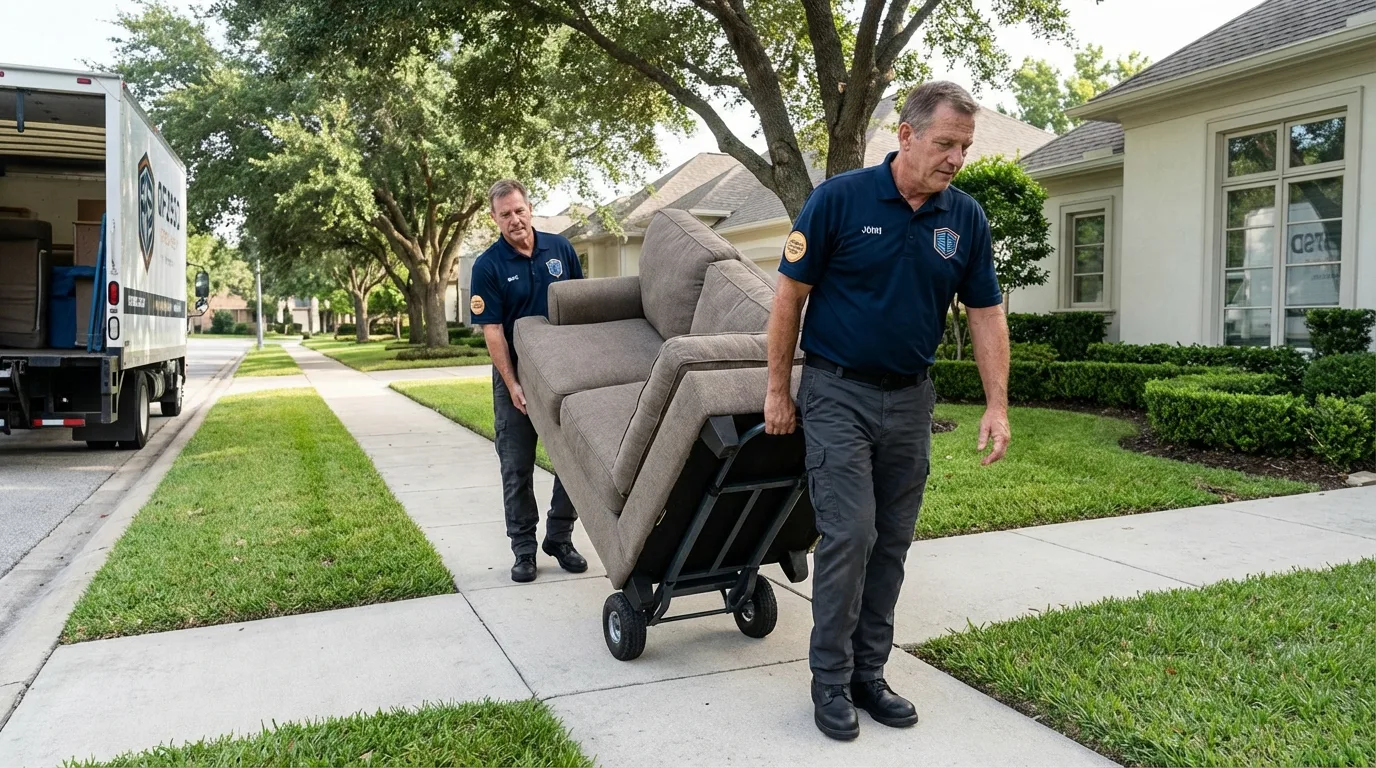 Local residential moving crew loading furniture in Mount Sinai, NY
